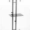 TV Stand With Adjustable Shelf, Fits Monitors 32 To 50", Locking Wheels – Silver