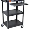 18 X 24 Media Cart With Open Shelving, Pull-Out Tray And Power Strip - Black