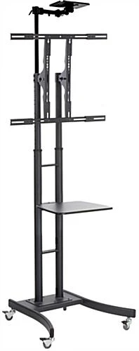 TV Stand With AV Shelf, Fits Monitors 32 To 65", W/ Camera Shelf – Black