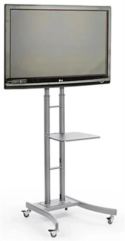 TV Stand With AV Shelf, Fits Monitors 32 To 65", Locking Wheels – Silver -UZI Business Furniture Shop mb863eslv.ra2 preview