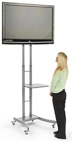 TV Stand With AV Shelf, Fits Monitors 32 To 65", Locking Wheels – Silver -UZI Business Furniture Shop mb863eslv.ra5 preview