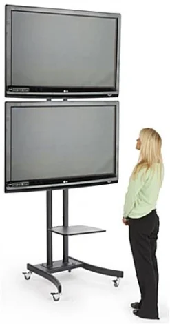 Dual Monitor LCD Stand With Double Mounting Brackets -UZI Business Furniture Shop mbtvbk2brkt erinscaleshelf7530 preview