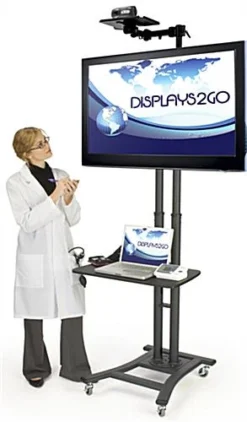 TV Stand With 28” AV Shelf & Camera Tray, Fits Monitors 37” To 70”, Tilting - Black -UZI Business Furniture Shop mbtvbkcls.renv preview