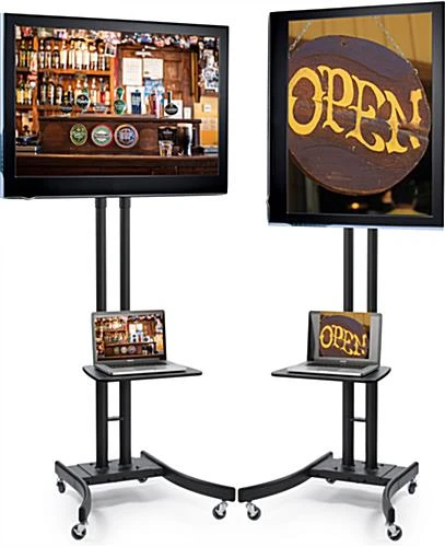 TV Stand W/ 19” Shelf Fits Monitors 32”-65”, Collapsible W/ Travel Case – Black 3 TV Stand W/ 19” Shelf Fits Monitors 32”-65”, Collapsible W/ Travel Case – Black - Image 3