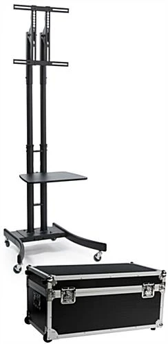 TV Stand W/ 19” Shelf Fits Monitors 32”-65”, Collapsible W/ Travel Case – Black