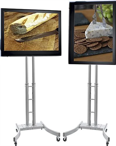 TV Stand W/ Wheels, Fits Monitors 32”-65”, Collapsible W/ Travel Case – Silver 2 TV Stand W/ Wheels, Fits Monitors 32”-65”, Collapsible W/ Travel Case – Silver - Image 2