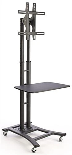 LCD TV Stands W/ 28" Shelf, Fits Monitors 32 To 70 Inches, Height-Adjustable – Black