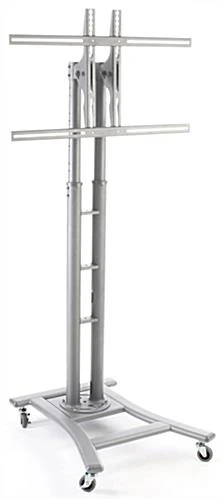 TV Stand With Wheels, Fits Monitors 37” To 65”, Height-Adjustable – Silver