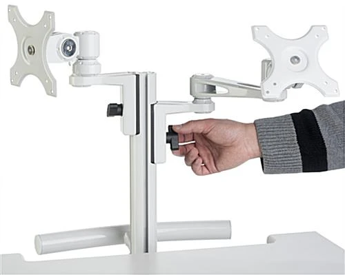 Computer Cart For (2) 15”-23" Screens, Height Adjustable, Drawers & CPU Holder – Gray 4 Computer Cart For (2) 15”-23" Screens, Height Adjustable, Drawers & CPU Holder – Gray - Image 4