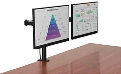 Desktop Dual Monitor Stand With Articulating Arm, Fits Monitors 13" To 27" - Black -UZI Business Furniture Shop monmtdu.ra7 preview
