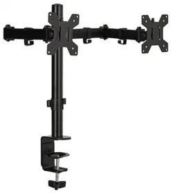 Desktop Dual Monitor Stand With Articulating Arm, Fits Monitors 13" To 27" - Black