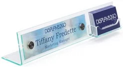 Workshop Series 8 X 2 Acrylic Sign Holder W/ Business Card Pocket, Slant Back - Clear -UZI Business Furniture Shop npsign82bc.ra3 preview