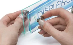 Workshop Series 8 X 2 Acrylic Sign Holder W/ Business Card Pocket, Slant Back - Clear -UZI Business Furniture Shop npsign82bc.ra4 preview