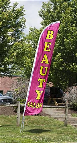 14’ Feather Flag & Ground Spike With Pre-Printed BEAUTY SALON Message - Pink 2 14’ Feather Flag & Ground Spike With Pre-Printed BEAUTY SALON Message - Pink - Image 2