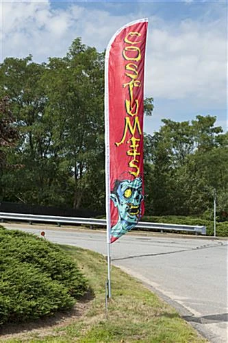 14' Feather Flag & Ground Spike W/ Pre-printed COSTUMES Message - Red & Yellow 2 14' Feather Flag & Ground Spike W/ Pre-printed COSTUMES Message - Red & Yellow - Image 2