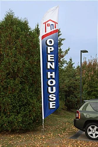 14’ Feather Flag & Ground Spike W/ Pre-Printed OPEN HOUSE Message – Red, White & Blue 3 14’ Feather Flag & Ground Spike W/ Pre-Printed OPEN HOUSE Message – Red, White & Blue - Image 3