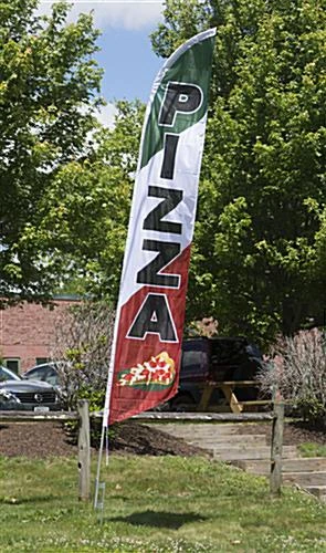 14’ Feather Flag & Ground Spike With Pre-Printed PIZZA Message – Red, White & Green 2 14’ Feather Flag & Ground Spike With Pre-Printed PIZZA Message – Red, White & Green - Image 2