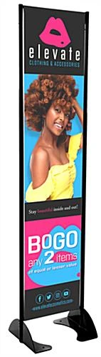 18 X 72 Outdoor Banner Flag Stand, Single Sided Print Graphic - Black