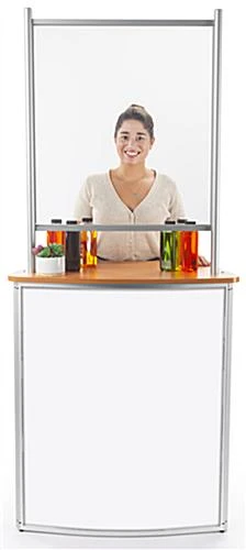 30"w Portable Counter W/ PET Sneeze Guard & Inner Shelf - Brown 3 30"w Portable Counter W/ PET Sneeze Guard & Inner Shelf - Brown - Image 3