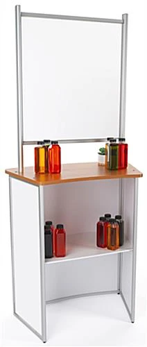 30"w Portable Counter W/ PET Sneeze Guard & Inner Shelf - Brown 4 30"w Portable Counter W/ PET Sneeze Guard & Inner Shelf - Brown - Image 4