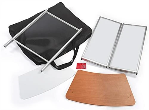 30"w Portable Counter W/ PET Sneeze Guard & Inner Shelf - Brown 7 30"w Portable Counter W/ PET Sneeze Guard & Inner Shelf - Brown - Image 7