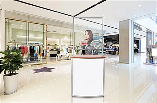 30"w Portable Counter W/ PET Sneeze Guard & Inner Shelf - Brown 8 30"w Portable Counter W/ PET Sneeze Guard & Inner Shelf - Brown - Image 8