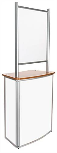 30"w Portable Counter W/ PET Sneeze Guard & Inner Shelf - Brown