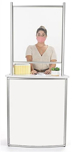 30"w Portable Counter W/ PET Sneeze Guard & Inner Shelf - White 3 30"w Portable Counter W/ PET Sneeze Guard & Inner Shelf - White - Image 3
