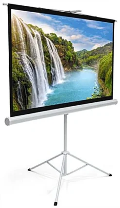 63 X 36 Projector Screen With Tripod Stand, 72-inch Retractable Screen - Black