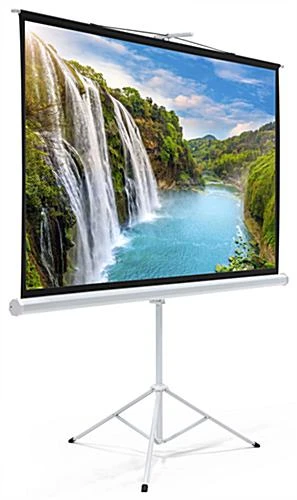 79 X 45 Projector Screen With Tripod Stand, 90-inch Retractable Screen - Black 1 79 X 45 Projector Screen With Tripod Stand, 90-inch Retractable Screen - Black