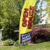 8' Real Estate Feather Flag W/ Ground Spike, OPEN HOUSE Message - Yellow