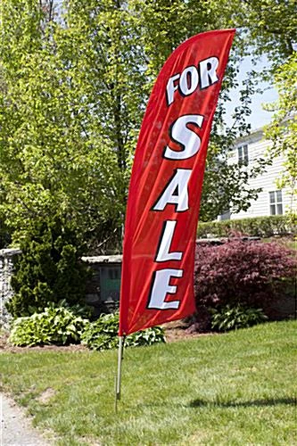 8' Real Estate Feather Flag W/ Ground Spike FOR SALE Message - Red 1 8' Real Estate Feather Flag W/ Ground Spike FOR SALE Message - Red