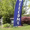 8' Feather Flag W/ Ground Spike WELCOME Message - Blue