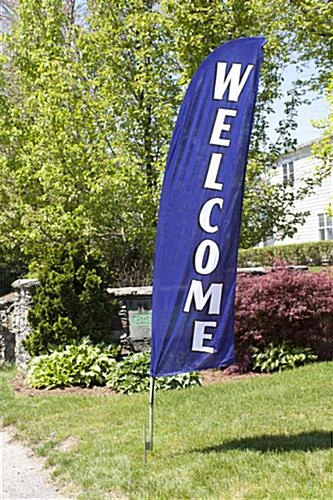 8' Feather Flag W/ Ground Spike WELCOME Message - Blue 1 8' Feather Flag W/ Ground Spike WELCOME Message - Blue