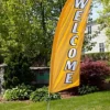 8' Feather Flag W/ Ground Spike WELCOME Message - Gold