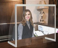 Countertop Sneeze Shield W/ Transaction Slot, Acrylic & Aluminum - Clear -UZI Business Furniture Shop smsal39.ra3 preview