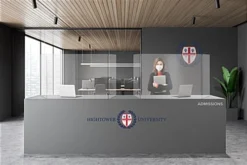 Countertop Sneeze Shield, Adjustable, Polycarbonate, Three Panels - Clear -UZI Business Furniture Shop smsdasglg.ra4 preview