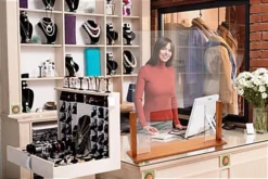 33" W X 36" H Wood And Acrylic Sneeze Guard W/ Passthrough - Oak 9 33" W X 36" H Wood And Acrylic Sneeze Guard W/ Passthrough - Oak -UZI Business Furniture Shop smsdawblo.ra4 preview