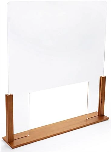 33" W X 36" H Wood And Acrylic Sneeze Guard W/ Passthrough - Oak 1 33" W X 36" H Wood And Acrylic Sneeze Guard W/ Passthrough - Oak