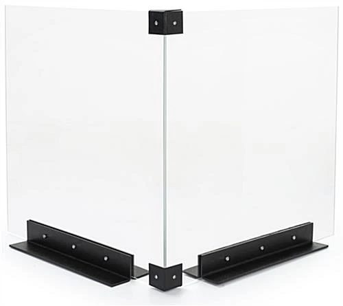 Corner Countertop Sneeze Shield, Polycarbonate, 2 Panels - Clear 1 Corner Countertop Sneeze Shield, Polycarbonate, 2 Panels - Clear