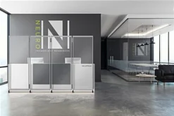 29.5 X 78.8 Floor Standing Sneeze Shield, Locking Wheels, Acrylic & Aluminum - Clear -UZI Business Furniture Shop smsfsmfb30.ra6 preview