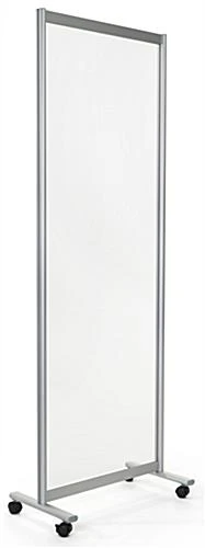29.5 X 78.8 Floor Standing Sneeze Shield, Locking Wheels, Acrylic & Aluminum - Clear