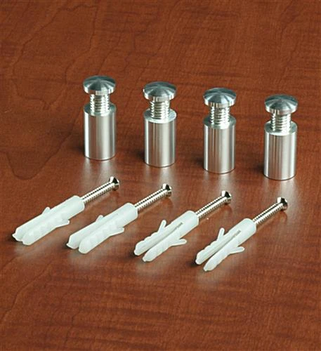 5/8 X 1 Through Grip Standoffs, Round, Aluminum, Set Of 4 - Silver 2 5/8 X 1 Through Grip Standoffs, Round, Aluminum, Set Of 4 - Silver - Image 2