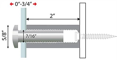 5/8 X 2 Through Grip Standoffs, Round, Aluminum, Set Of 4 - Silver 3 5/8 X 2 Through Grip Standoffs, Round, Aluminum, Set Of 4 - Silver - Image 3