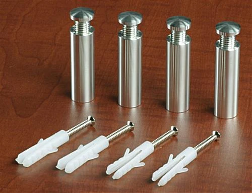 5/8 X 2 Through Grip Standoffs, Round, Aluminum, Set Of 4 - Silver 4 5/8 X 2 Through Grip Standoffs, Round, Aluminum, Set Of 4 - Silver - Image 4