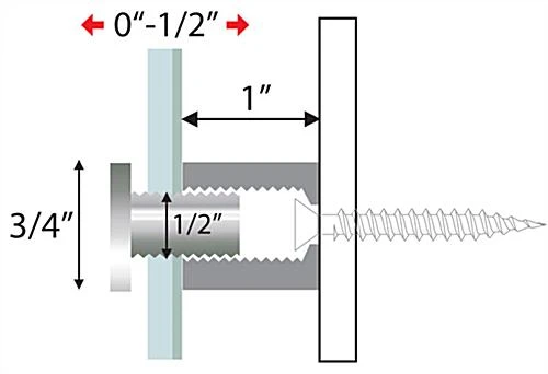 3/4 X 1 Through Grip Standoffs, Round, Set Of 4 - Chrome 3 3/4 X 1 Through Grip Standoffs, Round, Set Of 4 - Chrome - Image 3
