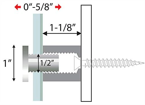 1 X 1-1/8 Through Grip Standoffs, Round, Set Of 4 - Silver 5 1 X 1-1/8 Through Grip Standoffs, Round, Set Of 4 - Silver - Image 5