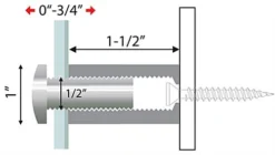 1 X 1-1/2 Through Grip Standoffs, Round, Aluminum, Set Of 4 - Silver -UZI Business Furniture Shop so2540al.ra2 preview