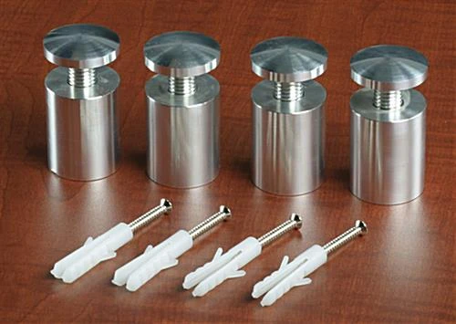 1-1/4 X 1-1/2 Through Grip Standoffs, Round, Aluminum, Set Of 4 - Silver 4 1-1/4 X 1-1/2 Through Grip Standoffs, Round, Aluminum, Set Of 4 - Silver - Image 4