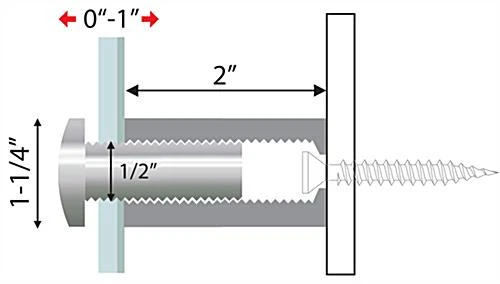 1-1/4 X 2 Through Grip Standoffs, Round, Aluminum, Set Of 4 - Silver 3 1-1/4 X 2 Through Grip Standoffs, Round, Aluminum, Set Of 4 - Silver - Image 3